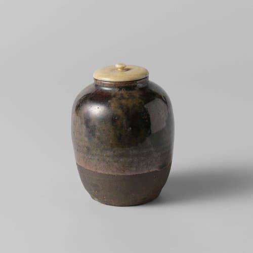 Teacaddy with a goldenbrown glaze by anonymous; anonymous
