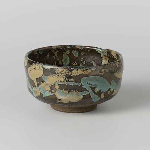 Tea bowl with blue and yellow spots by anonymous; anonymous