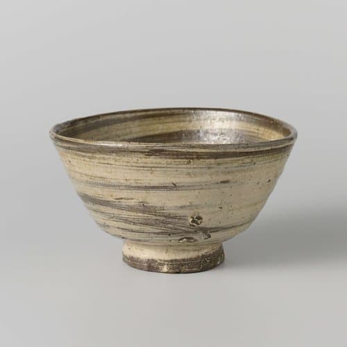 Tea bowl with a white slib decoration by anonymous; anonymous