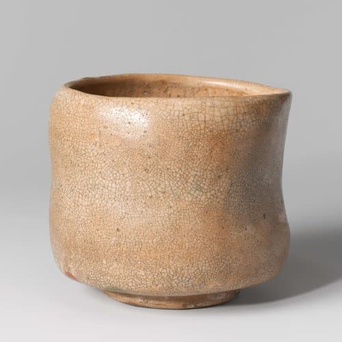 Teabowl with an orange red glaze by anonymous; anonymous
