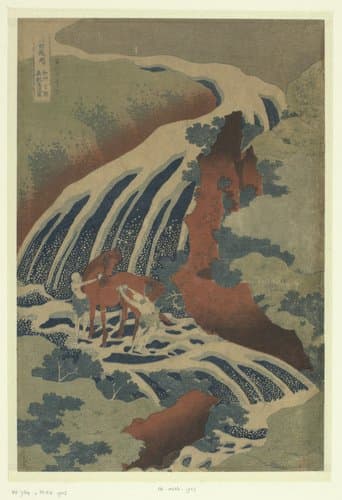 Een rondreis langs de watervallen in de provincies by Katsushika Hokusai