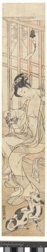 Afkoelende jonge vrouw by Isoda Kôryûsai
