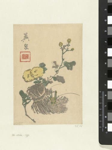 Sprinkhaan en bloemen by Keisai Eisen