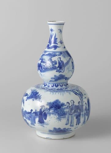 Bottle depicting a man kneeling before a standing woman by anonymous