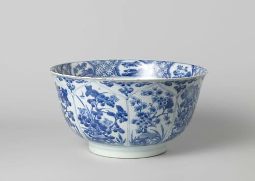Bowl with lotuspetal-shaped panels with flower sprays by anonymous