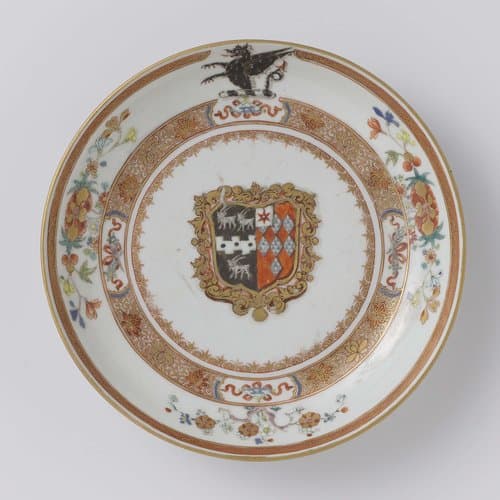 Saucer-dish with the arms of the Mann and Guise families by anonymous