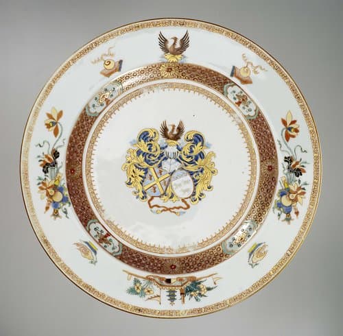 Dish with the arms of the De Neufville and De Wolff families by anonymous