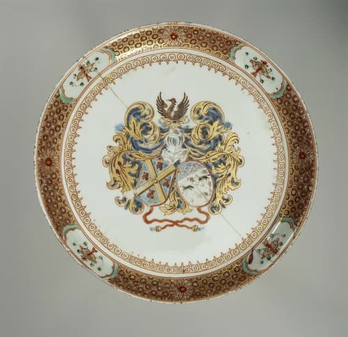 Bord met het wapen van de familie De Neufville en De Wolff by anonymous