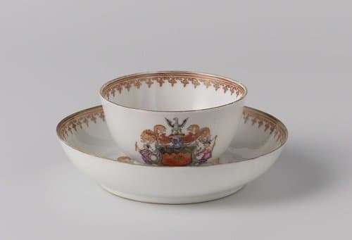 Cup and saucer with the arms of the Lovelace family by anonymous