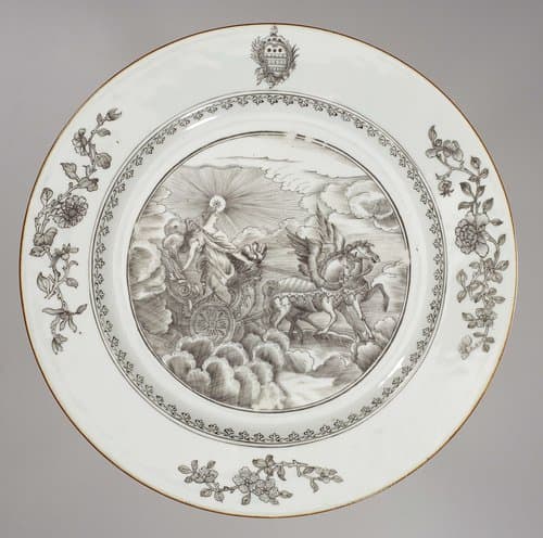 Plate with an image of Aurora and the coat of arms of the Humbertson family by anonymous