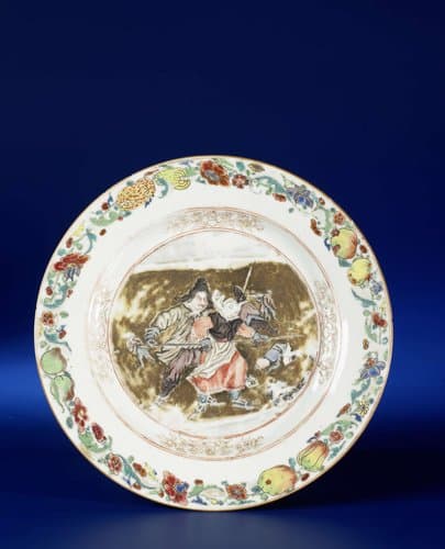 Plate with an iceskating scene by anonymous