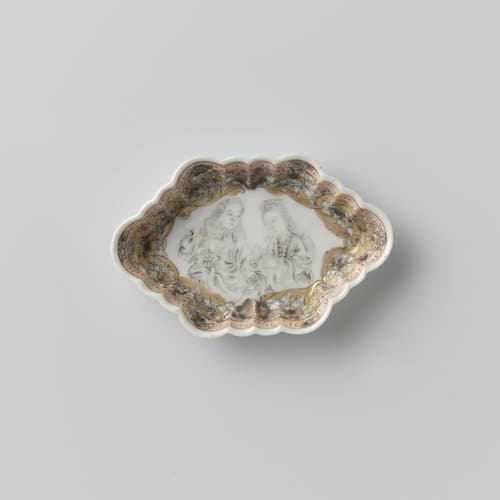Spoon tray with a European by anonymous