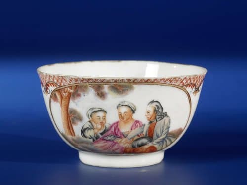 Bell-shaped cup with Eurpean people in a landscape in oval medallions by anonymous