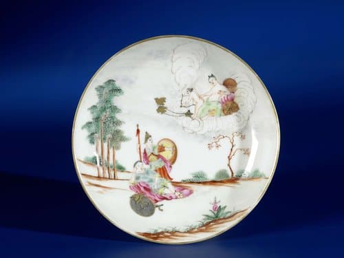 Schotel met een mythologische voorstelling met Venus, Cupido en Minerva by anonymous