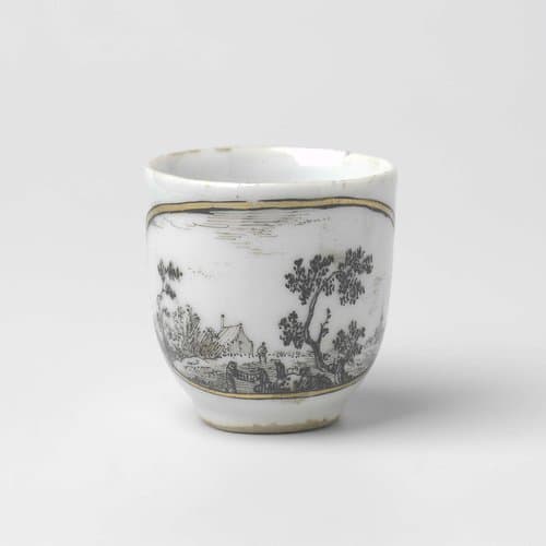 Cup with handle with European landschape in a medallion by anonymous