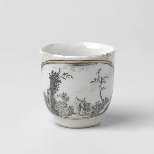 Cup with handle with European landschape in a medallion by anonymous