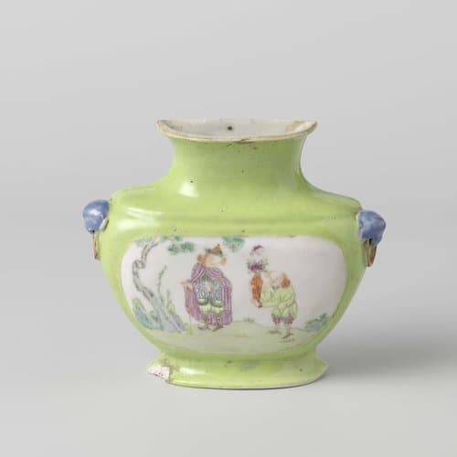 Baluster wandvaas met twee personen in een landschap by anonymous