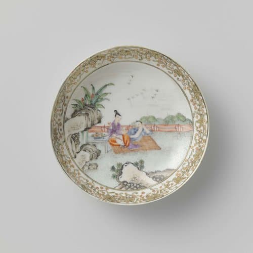 Saucer with a woman by anonymous