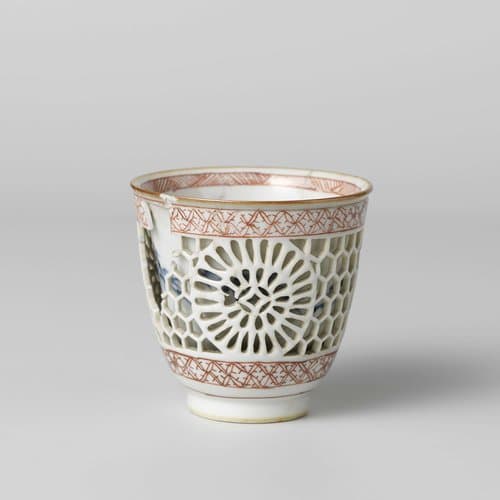 Double-walled cup with pierced wall and bamboo sprays by anonymous
