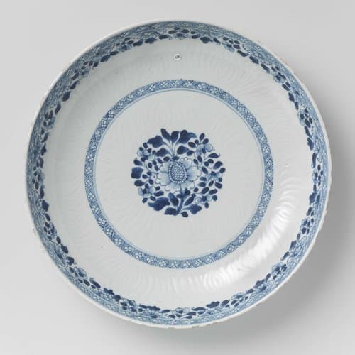 Saucer-dish with flower sprays and incised flower petals by anonymous
