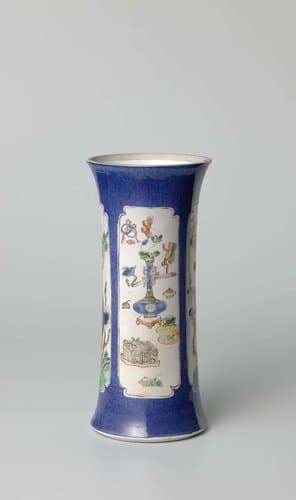 Beaker vase with powder blue, flower sprays, antiquities and precious objects by anonymous