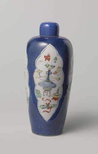 Covered vase with bleu poudré by anonymous