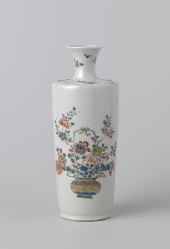 Cylindrical vase with flower baskets by anonymous