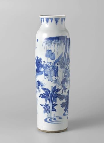 Vase (rolwagen) with figures in a continuous landscape by anonymous