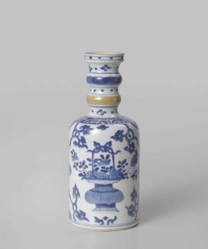 Bottle vase with flower baskets and floral scrolls by anonymous