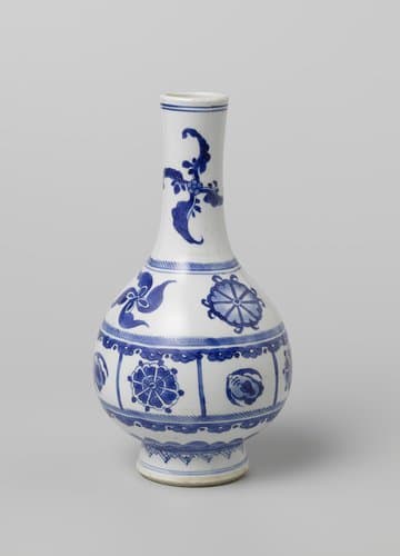 Pear-shaped bottle vase with auspicious symbols and stylized flowers by anonymous