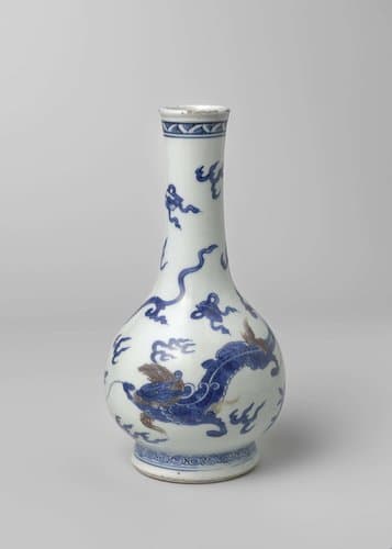 Pear-shaped bottle vase with dragons by anonymous