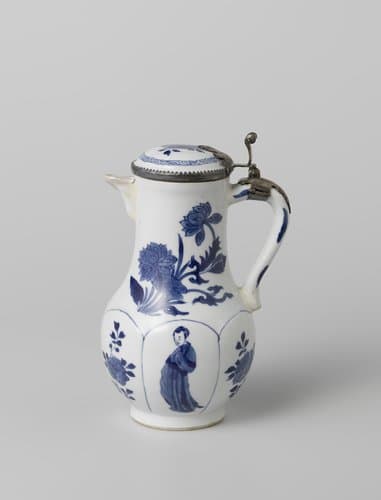 Covered milk jug with lotus plants by anonymous
