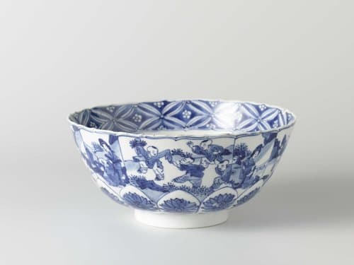 Bowl with panel decoration with woman or boys in a landscape by anonymous