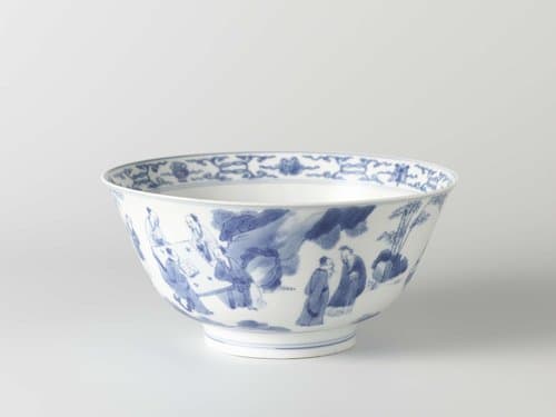 Bell-shaped bowl with a continuous landscape with figures by anonymous