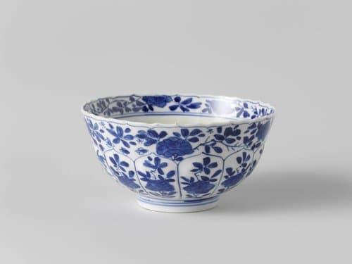 Bowl with flower sprays in petal-shaped panels by anonymous