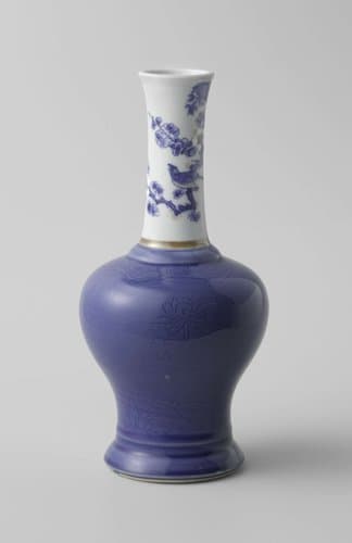 Baluster vase with powder blue and a prunus spray by anonymous