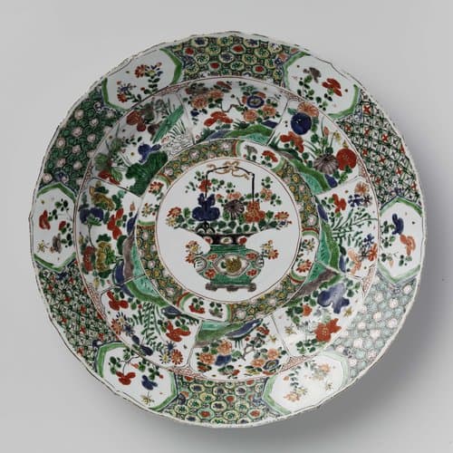 Dish with a flower basket by anonymous