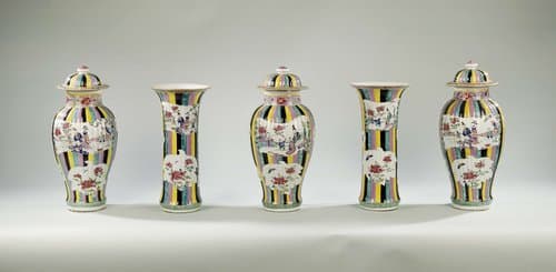 Garniture with figures by anonymous