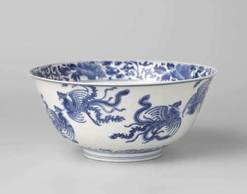 Bell-shaped bowl with feng huangs by anonymous