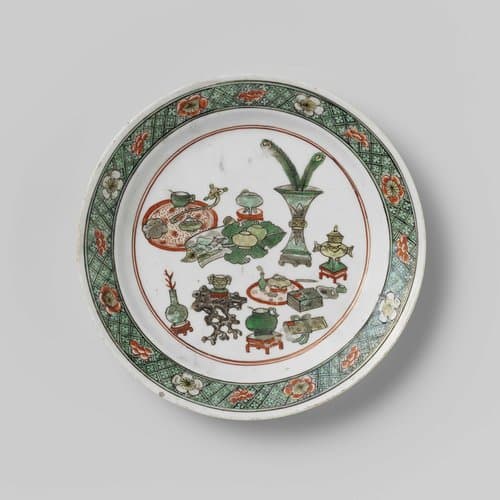 Plate with antiquities and precious objects by anonymous
