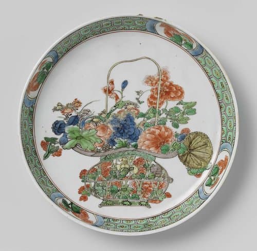 Schaal met bloemenmand by anonymous