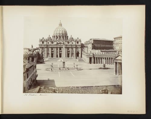 Gezicht op het Pietersplein en de Sint Pieter te Rome by anonymous