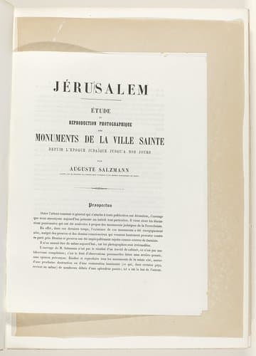 Jérusalem. Étude et reproduction photographique des monuments de la ville sainte depuis l'époque judaïque jusqu'à nos jours - planches by Auguste Salzmann