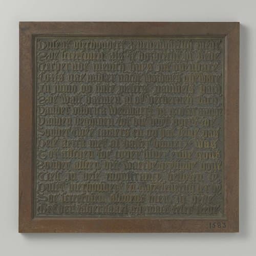 Plaat met tekst ter herinnering aan de brand van 1457 in de Grote Kerk te Dordrecht by anonymous