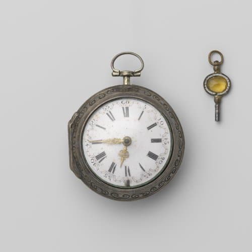 Herenhorloge van zilver in losse kast by Edward Hemmen