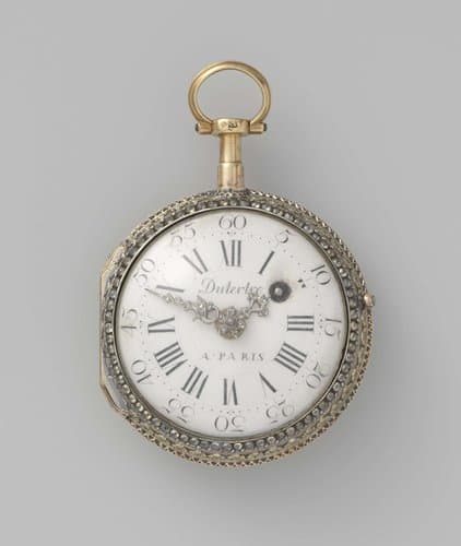 Horloge met galante dame by Firma Dutertre