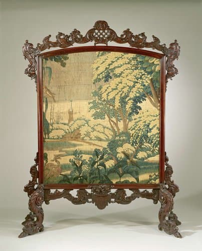 Landschapsverdure (fragment), gevat in een vuurscherm by anonymous