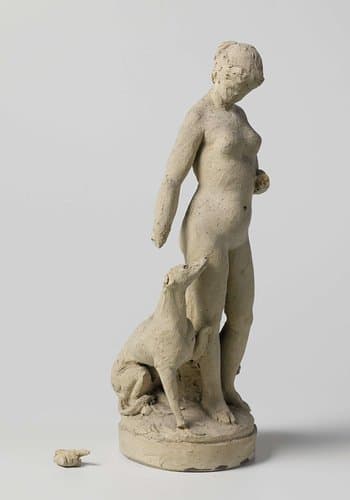 Vrouw met hond by Eugène Lacomblé