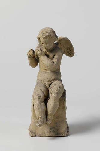 Gevleugelde Putto, fluitsplend by Eugène Lacomblé