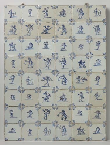 Veld van achtenveertig tegels met Cupido's by anonymous